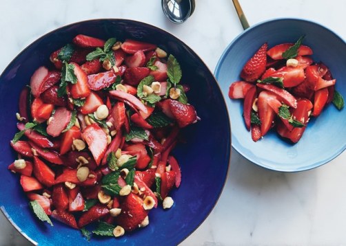strawberry-rhubarb-salad-with-mint-and-hazelnuts